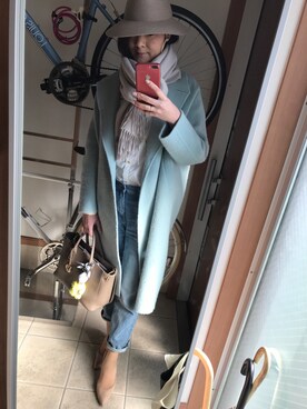 「LOUNGEDRESS（ラウンジドレス）のアイテム（その他アウター）」を使った、Mihyangさん（レディース・172cm）の冬コーディネート