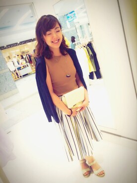 「アイテム（その他トップス、ブラウン系）」を使った、meさん（レディース・156cm）の夏コーディネート