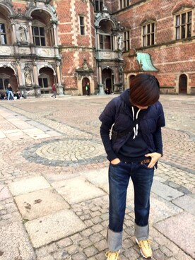 「Right-on（ライトオン）のアイテム（ノーカラージャケット）」を使った、brigidさん（レディース・156cm）の秋コーディネート