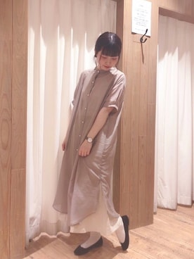 「ehka sopo（エヘカソポ）のアイテム（シャツワンピース）」を使った、takita.さん（レディース・165cm）の夏コーディネート