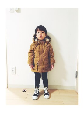 「H&M（エイチ・アンド・エム）のアイテム（ミリタリージャケット）」を使った、Rintaroさん（キッズ・90cm）の冬コーディネート