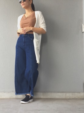 「AZUL by moussy（アズールバイマウジー）のアイテム（タンクトップ）」を使った、miiiさん（レディース・165cm）の冬コーディネート