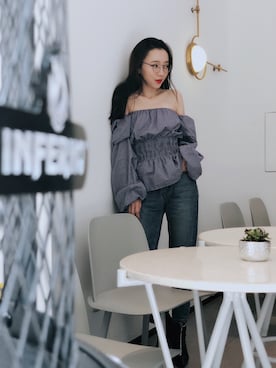 「VERSACE（ヴェルサーチ）のアイテム（ブーツ）」を使った、lost_highwayさん（レディース・165cm）の冬コーディネート