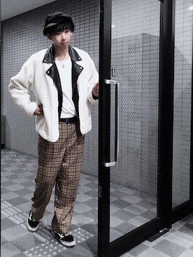 「RAGEBLUE（レイジブルー）のアイテム（キャスケット）」を使った、RØYさん（メンズ・184cm）の冬コーディネート