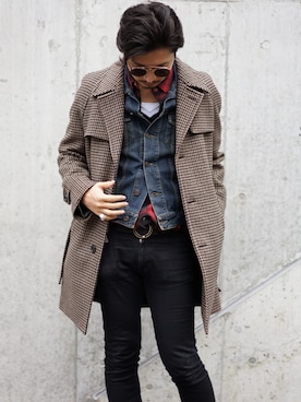 「SAINT LAURENT PARIS（サンローランパリ）のアイテム（ジャケット/アウター）」を使った、ISAO SAWAMURAさん（メンズ・174cm）の秋コーディネート