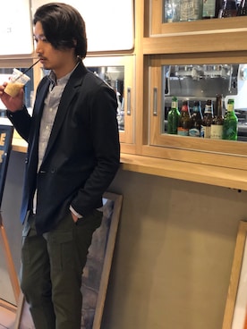 「SOPHNET.（ソフネット）のアイテム（テーラードジャケット）」を使った、ISAO SAWAMURAさん（メンズ・174cm）の春コーディネート