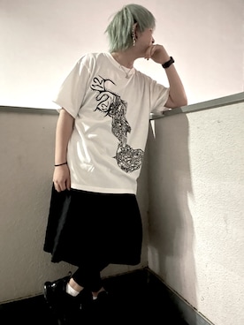 「PLAYERのアイテム（Tシャツ/カットソー、ホワイト系）」を使った、PLAYERさん（メンズ）の夏コーディネート
