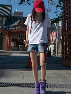 「WC（ダブル シー）のアイテム（スニーカー）」を使った、りぴ®️さん（レディース・154cm）の夏コーディネート