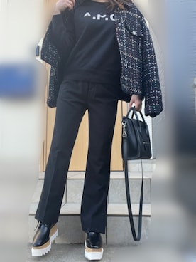 「SNIDEL（スナイデル）のアイテム（スラックス）」を使った、自分と娘記録@miiiyuuuさん（レディース・148cm）の冬コーディネート