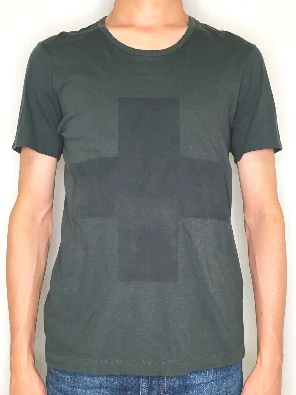 「LAD MUSICIAN、ラッドミュージシャン、Tシャツ、古着、ファッション、メルカリ、メルカリ出品中、m_古着」｜「LAD MUSICIANのアイテム（Tシャツ/カットソー、グリーン系）」を使った、keiさん（メンズ・177cm）の夏コーディネートの1枚目の写真