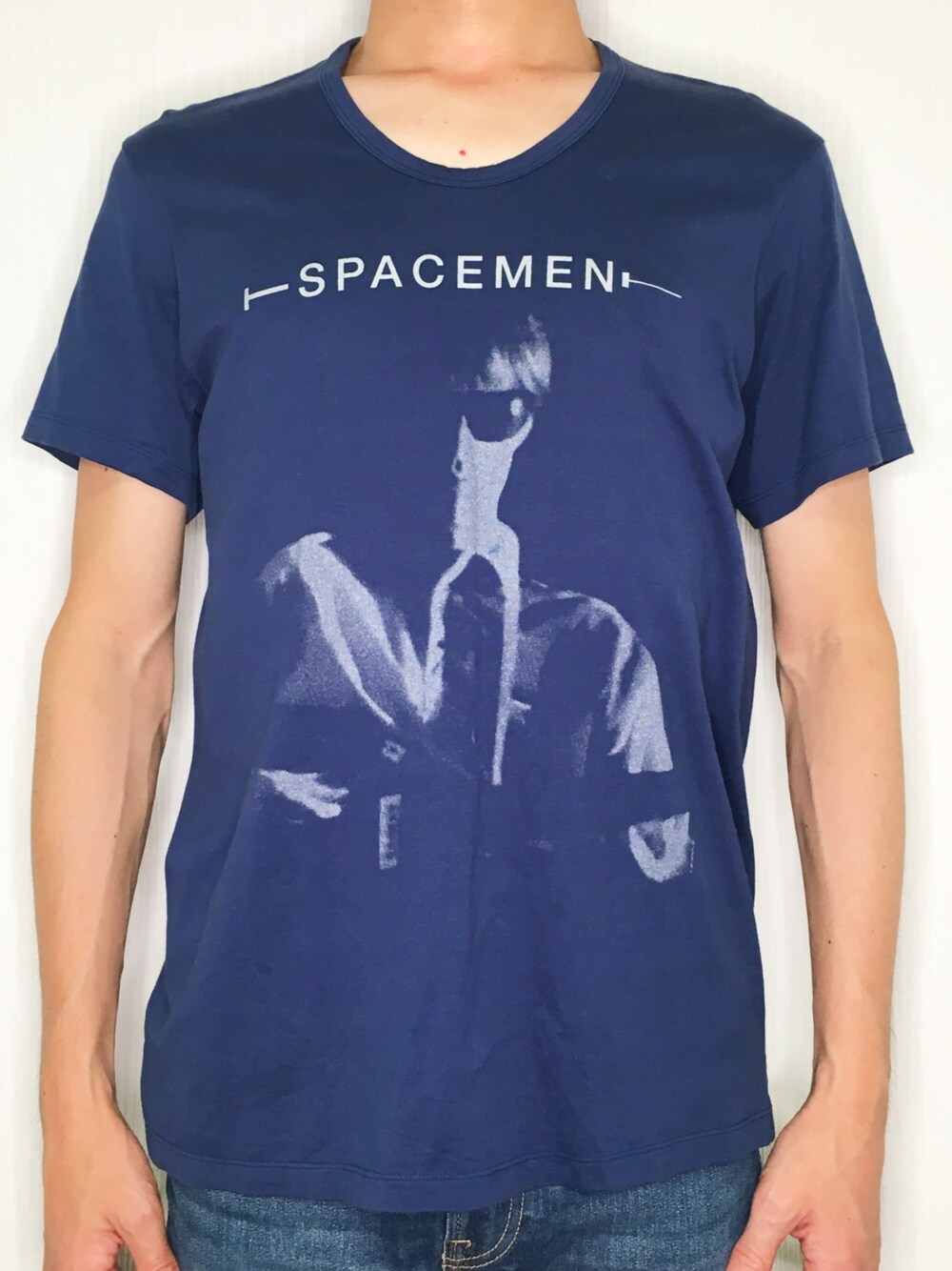 「LAD MUSICIAN、ラッドミュージシャン、Tシャツ、古着、ファッション、メルカリ、メルカリ出品中、m_古着」｜「LAD MUSICIANのアイテム（Tシャツ/カットソー、ブルー系）」を使った、keiさん（メンズ・178cm）の夏コーディネートの1枚目の写真