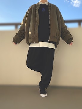 「adrer」｜「アイテム（MA-1）」を使った、ioio_さん（メンズ・172cm）の冬コーディネート