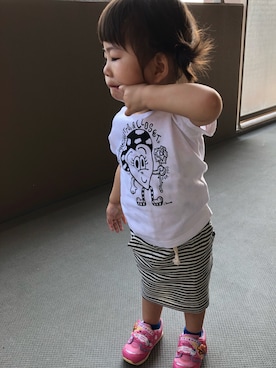 「ボーダースカート」｜「アイテム（その他）」を使った、momo♡さん（キッズ・80cm）の夏コーディネート