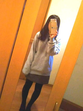 「GU（ジーユー）のアイテム（パーカー、グレー系）」を使った、ゆうさん（レディース・153cm）の春コーディネート