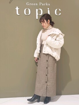 「ショートダウン」｜「アイテム（その他アウター）」を使った、manaCAさん（レディース・151cm）の冬コーディネート