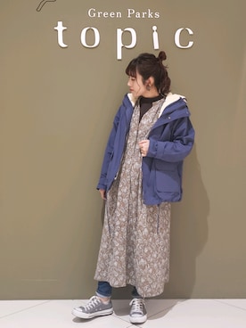 「羽織り」｜「アイテム（マウンテンパーカー）」を使った、manaCAさん（レディース・151cm）の冬コーディネート
