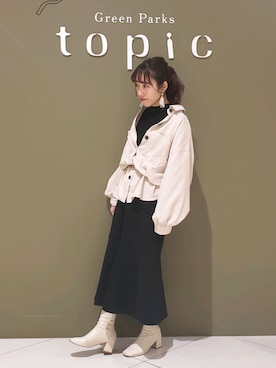 「earth music&ecology（アースミュージックアンドエコロジー）のリブハイネックニットプルオーバー＊（ニット/セーター）」を使った、manaCAさん（レディース・151cm）の冬コーディネート