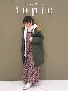 「Green　Parks（グリーンパークス）のアイテム（モッズコート）」を使った、manaCAさん（レディース・151cm）の冬コーディネート