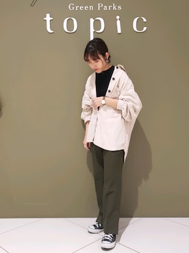 「earth music&ecology（アースミュージックアンドエコロジー）のリブハイネックニットプルオーバー＊（ニット/セーター）」を使った、manaCAさん（レディース・151cm）の冬コーディネート