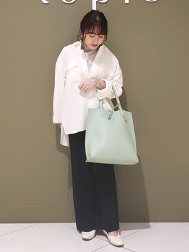 「Green　Parks（グリーンパークス）のイージーケアセンターステッチカットパンツ＊★（その他パンツ）」を使った、manaCAさん（レディース・151cm）の冬コーディネート