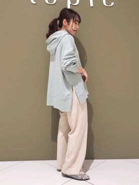 「Green　Parks（グリーンパークス）のイージーケアセンターステッチカットパンツ＊★（その他パンツ）」を使った、manaCAさん（レディース・151cm）の冬コーディネート