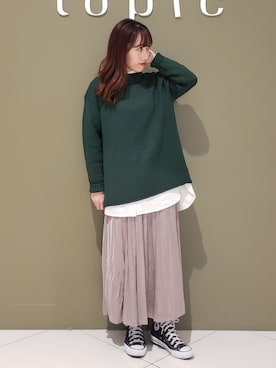 「緑ニット」｜manaCAさん（レディース・151cm）の冬コーディネート