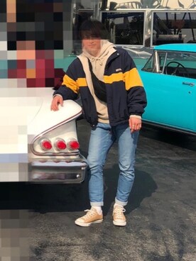 「ユニバ」｜「アイテム（ブルゾン）」を使った、ユッケさん（メンズ・170cm）の冬コーディネート