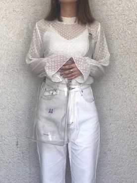 「NaNa-NaNa（ナナナナ）の【PULP】NaNa-NaNa / ナナナナ PVC A4（ショルダーバッグ）」を使った、なつさん（レディース・166cm）の春コーディネート