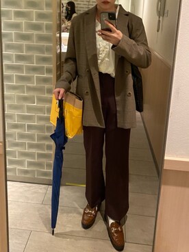 「秋のブラウンスタイル」｜「アイテム（ジャケット/アウター）」を使った、なつさん（レディース・166cm）の秋コーディネート