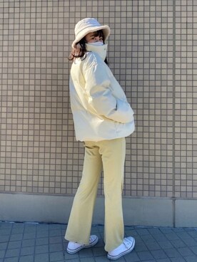 「WEGO（ウィゴー）のWEGO/リバーシブルファーボアバケットハット（ハット）」を使った、なつさん（レディース・166cm）の冬コーディネート