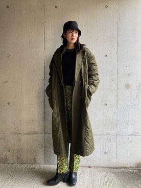 「ジャガード」｜「アイテム（チェスターコート）」を使った、なつさん（レディース・166cm）の冬コーディネート