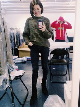 「HENZALOSANGELES」｜LENA HENZAさん（レディース・161cm）の冬コーディネート