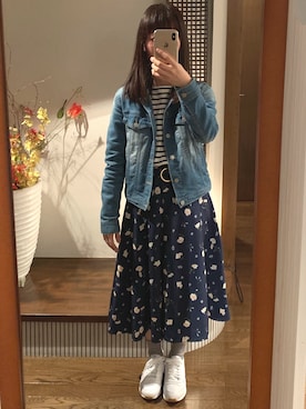 「ダズリン」｜「アイテム（デニムジャケット）」を使った、hanaさん（レディース・150cm）の春コーディネート