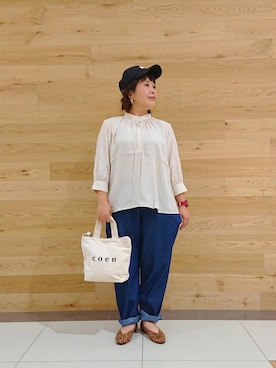 「SMITH'S（スミス）のアイテム（帽子）」を使った、coen ゆんさむさん（レディース・148cm）の夏コーディネート