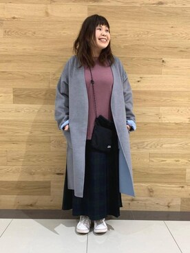 「coen（コーエン）のアイテム（ノーカラージャケット）」を使った、coen ゆんさむさん（レディース・148cm）の秋コーディネート