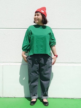 「USAコットン」｜「アイテム（帽子）」を使った、coen ゆんさむさん（レディース・148cm）の春コーディネート
