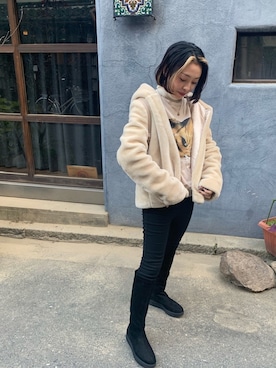 「海外系ファッション」｜「アイテム（その他アウター）」を使った、opana🌻さん（レディース・149cm）の冬コーディネート