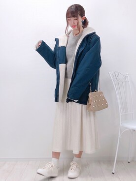 「リバーシブル」｜「アイテム（マウンテンパーカー）」を使った、ayachan❀さん（レディース・150cm）の冬コーディネート
