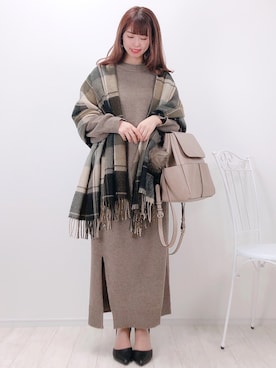 「ロングニット」｜「アイテム（その他）」を使った、ayachan❀さん（レディース・150cm）の冬コーディネート