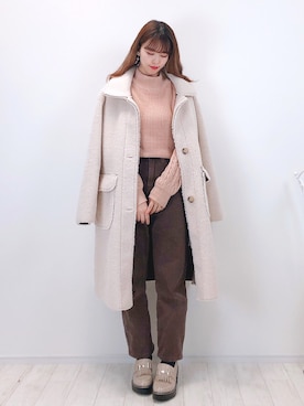 「ブラウンパンツ」｜「アイテム（その他アウター）」を使った、ayachan❀さん（レディース・150cm）の冬コーディネート