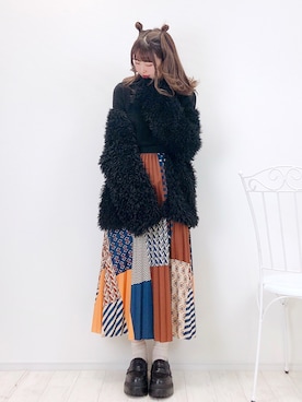 「オレンジスカート」｜ayachan❀さん（レディース・150cm）の冬コーディネート