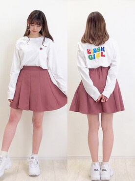スカート ピンク系 を使った 韓国 の人気ファッションコーディネート Wear