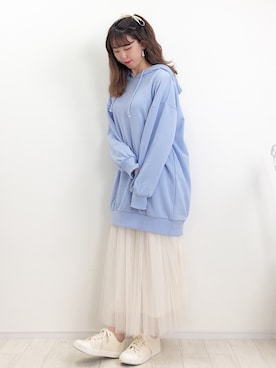 「coca（coca）（コカ）の選べる6カラー◇ふんわりチュールスカート（スカート）」を使った、ayachan❀さん（レディース・150cm）の春コーディネート