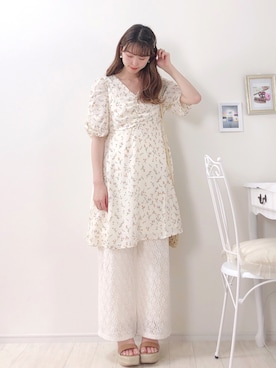 「小花柄ワンピース」｜「アイテム（サンダル）」を使った、ayachan❀さん（レディース・150cm）の夏コーディネート