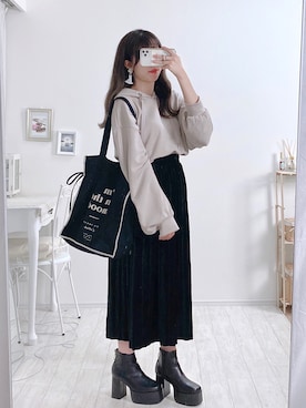 「リップスター」｜「アイテム（ブーツ）」を使った、ayachan❀さん（レディース・150cm）の秋コーディネート