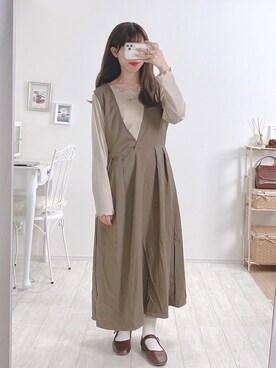 「2wayワンピース」｜「アイテム（バレエシューズ）」を使った、ayachan❀さん（レディース・150cm）の秋コーディネート