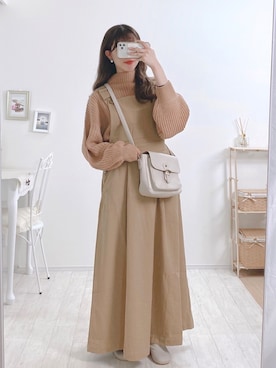 「sakishimatokyo（サキシマトーキョー）のアイテム（ジャンパースカート）」を使った、ayachan❀さん（レディース・150cm）の秋コーディネート