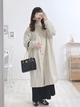 「sakishimatokyo（サキシマトーキョー）のアイテム（ノーカラージャケット）」を使った、ayachan❀さん（レディース・150cm）の秋コーディネート