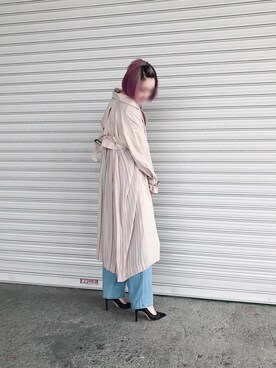 「SUGAR BISKET（シュガービスケット）のアイテム（トレンチコート）」を使った、skymyさん（レディース・154cm）の秋コーディネート