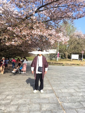 「花見」｜「アイテム（浴衣）」を使った、原さん（メンズ・175cm）の春コーディネート